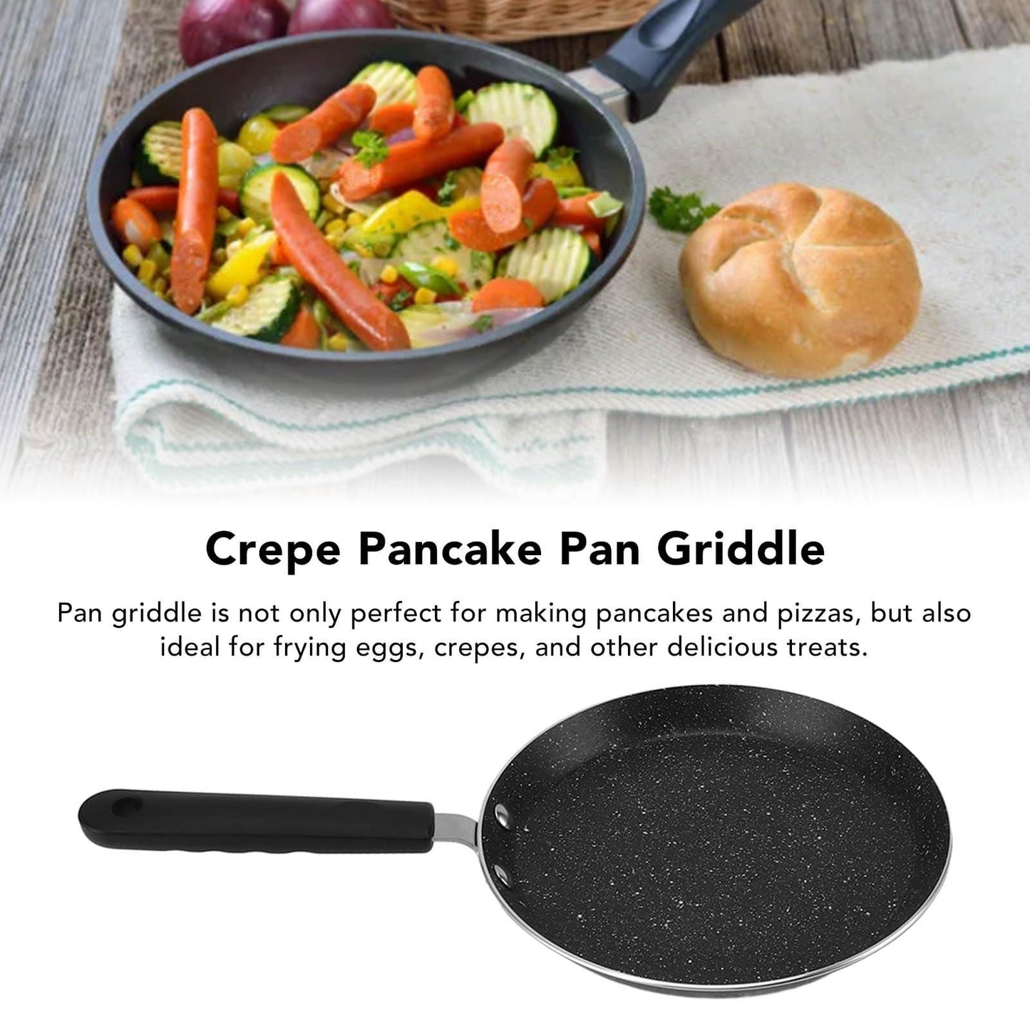 Crepe Pan, NonStick Crepe Pan, Portable, Even Heat Transfer for Making Pizza (6in) - CookCave