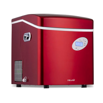NewAir Portable Ice Maker 50 lb. Daily | Red | 3 Size Bullet Shaped Ice | First Batch Under 10 Minutes | Self Cleaning Quiet Operation Countertop Ice Machine | AI-215R - CookCave