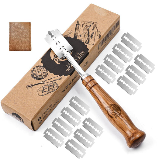 RICCLE Bread Lame Slashing Tool, Dough Scoring Knife with 15 Razor Blades and Storage Cover - CookCave