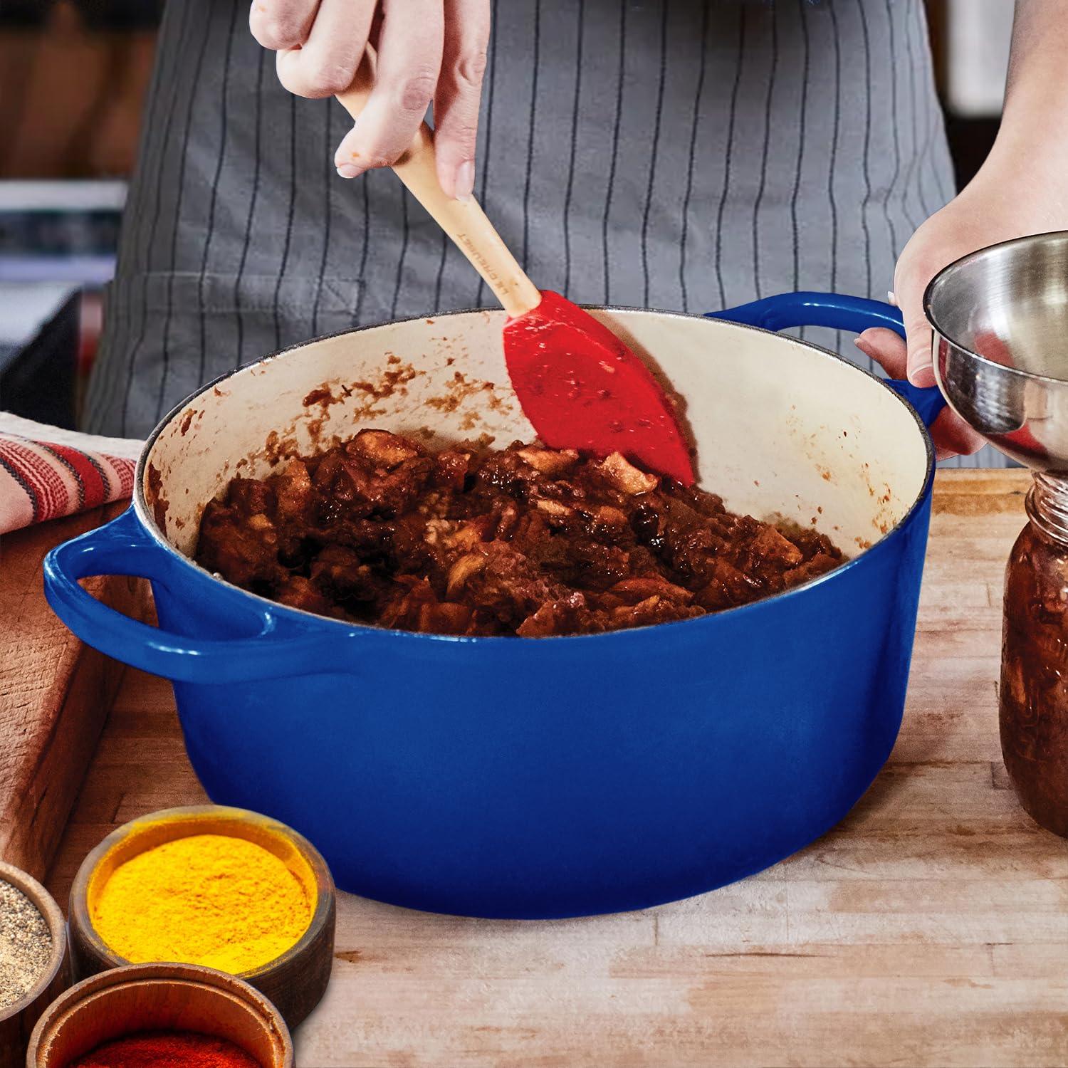 Healthy Choices 3 Qt Enameled Cast Iron Dutch Oven Pot with Lid, Small Blue Dutch Oven for Bread Baking, Ideal for Family of 4, Wedding Registry Ideas,Even Heat Distribution, All Cooktops - Upto 500°F - CookCave