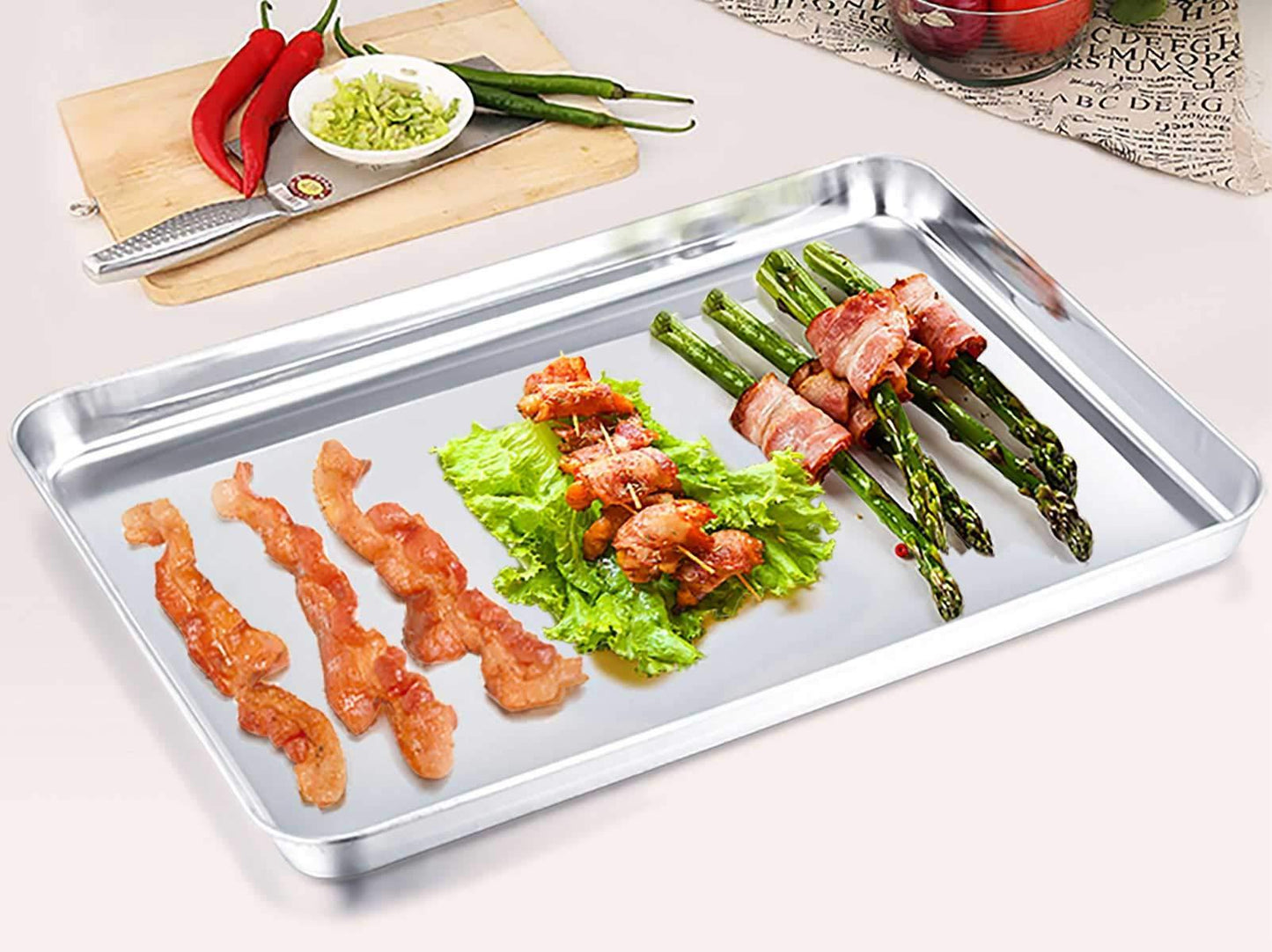 TeamFar Baking Sheet Set of 3, Stainless Steel Cookie Sheet Baking Tray Pan, Healthy & Non Toxic, Mirror Finish & Rust Free, Easy Clean & Dishwasher Safe - CookCave