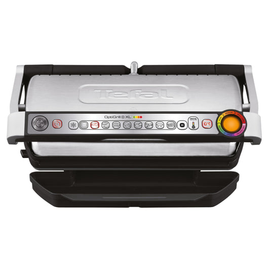 T-Fal OptiGrill Stainless Steel XL Electric Grill 6 Servings 9 Intelligent Automatic Cooking Modes 1800 Watts Nonstick Removable Plates, Dishwasher Safe, Indoor, Frozen Food - CookCave