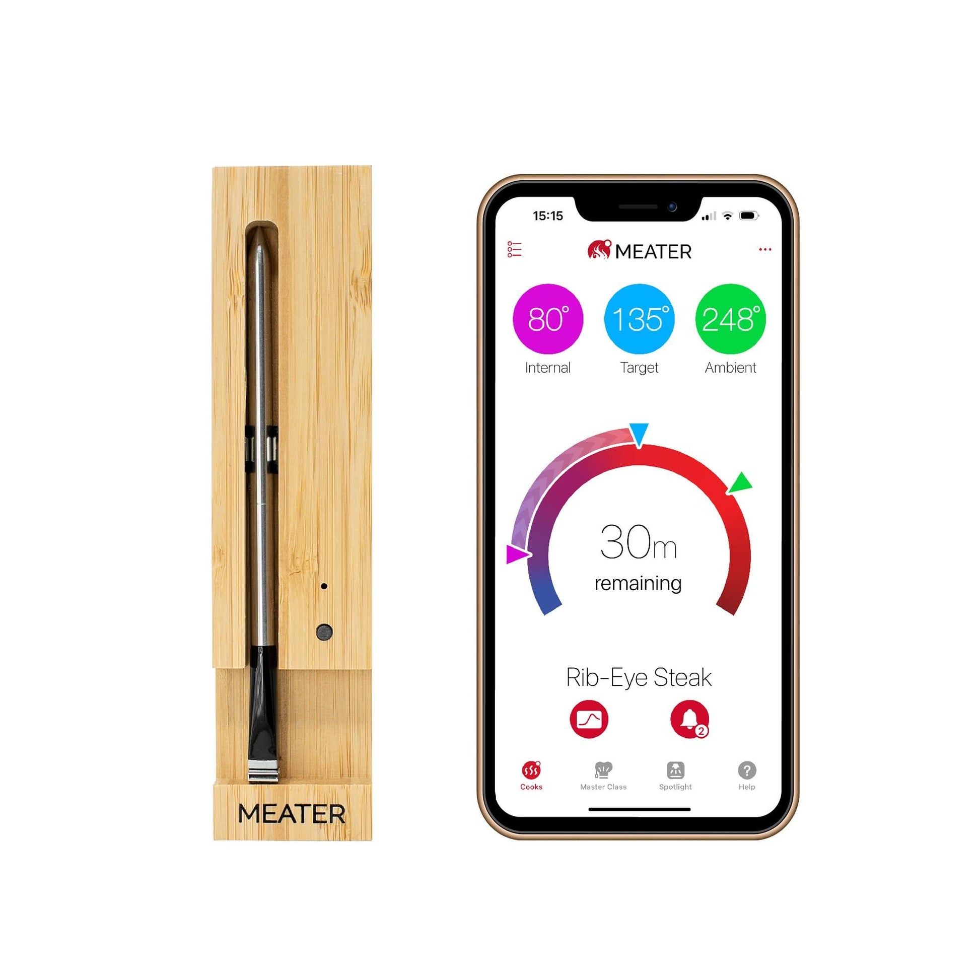 Original MEATER: Wireless Smart Meat Thermometer | 33ft Wireless Range | for The Oven, Grill, BBQ, Kitchen | iOS & Android App | Apple Watch, Alexa Compatible | Dishwasher Safe - CookCave