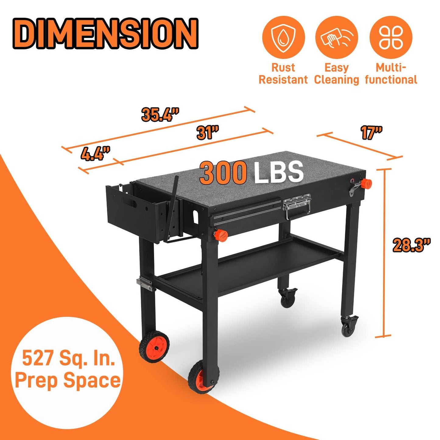 EUTRKei Grill Table for Blackstone Griddle, Portable Griddle Table with Caddy - Fit 17” or 22” Other Tabletop Grill, Foldable Ninja Grill Stand& Blackstone Griddle Stand for Outdoor Tailgating-Camping - CookCave