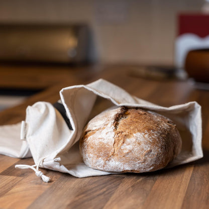 2 X Bread Bags for Homemade Bread - Plastic Lined, Reusable Linen Cloth Saver Bag For Sourdough & Homemade Bread Storage - 17" x 13" XL - CookCave