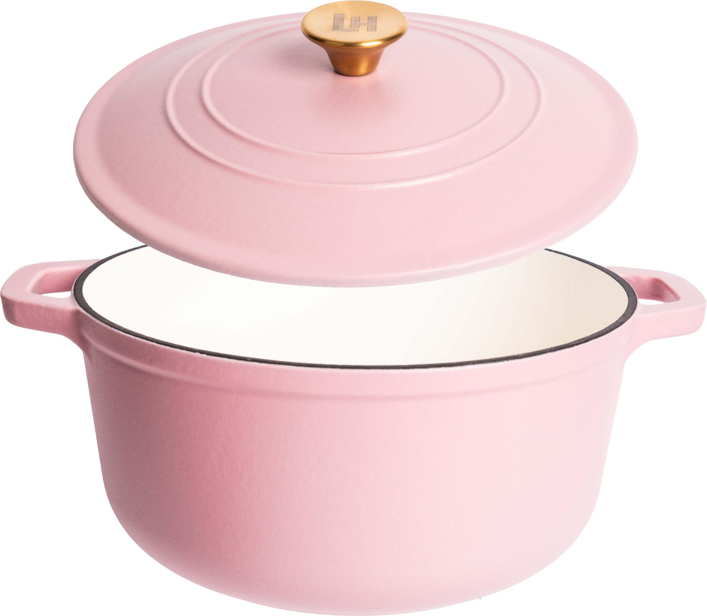 Lexi Home Cast Iron Enameled Dutch Oven Pot with Lid 6 qt, Sauce Pan, Pasta Server, Stove Top Pot, Dish for Sourdough Bread, Slow Cooking Chicken, Soup & More, Kitchen Cookware - Matte Pink - CookCave