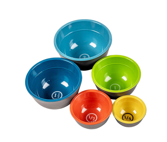 Prepara Two-Tone Melamine Pinch Bowl Set, Set of 5, Multi - CookCave