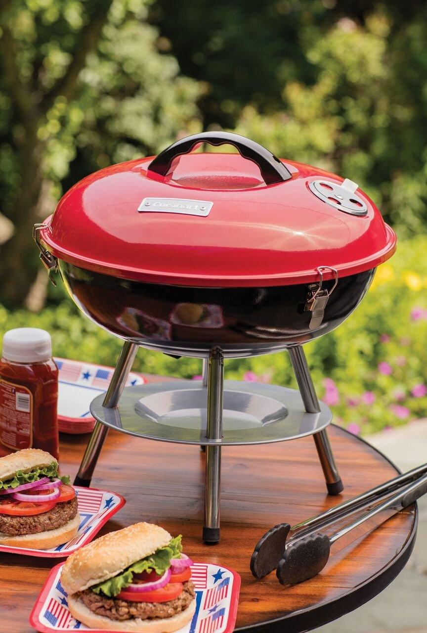 Cuisinart CCG190RB Inch BBQ, 14" x 14" x 15", Portable Charcoal Grill, 14" (Red) - CookCave