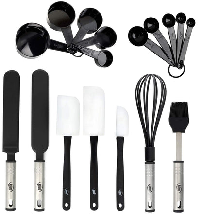 Silicone Spatula Set, 17 Piece Baking Utensils, Nylon and Stainless Steel, Non Stick and Heat Resistant Bakeware set New Baker's Gadget Tools Collection - CookCave