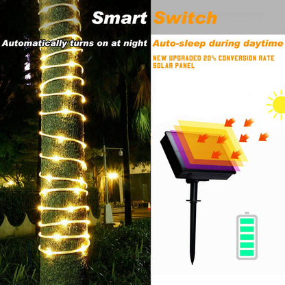 Solar Rope Light Waterproof IP65 39FT 100LEDs Outdoor LED ‎Solar Outdoor Lights for Party Garden Yard Home Wedding Christmas Halloween Holiday Tree Decoration Lighting - CookCave