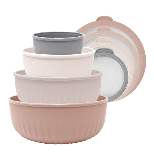 Meal Prep BPA-Free Mixing Bowls Set of 4, Easy to Clean, Nesting Bowls for Space Saving, Great for Cooking, Baking & Prepping, Heavy Duty Food Prep and Storage Organizers (OUTER DUSTY ROSE) - CookCave