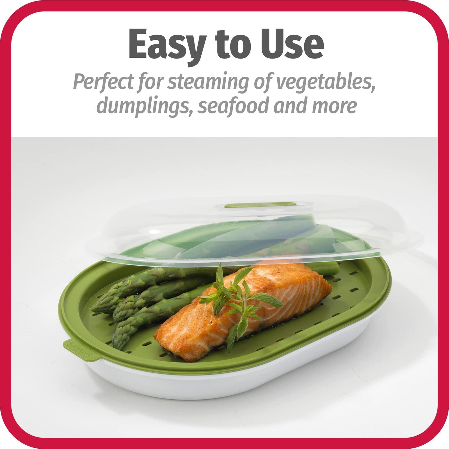 GoodCook BPA-Free Plastic Microwave Vegetable and Fish Steamer, Green - CookCave