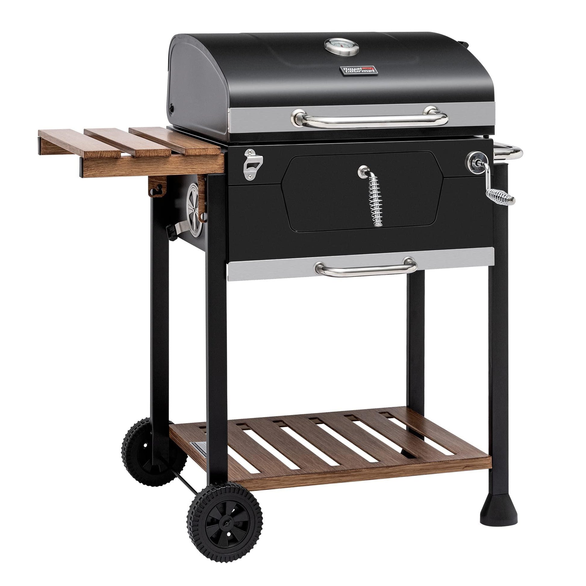 Royal Gourmet CD1824M 24-Inch Charcoal Grill, BBQ Smoker with Handle and Folding Table, Perfect for Outdoor Patio, Garden and Backyard Grilling, Black, Medium - CookCave