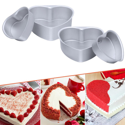 beyonday 2pcs Heart Shaped Cake Pan with Removable Bottom, 4+6 inch Aluminum Cake Tray for Wedding Birthday Anniversary, Kitchen Baking Bread Cheesecake Non-stick Cake Mold (Silver) - CookCave