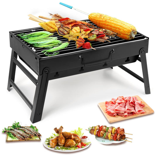 Uten Charcoal Grill, BBQ Grill Folding Portable Lightweight smoker Grill, Barbecue Grill Small desk Tabletop Outdoor Grill for Camping Picnics Garden Beach Party 17''x11.6''x 2.6'' - CookCave