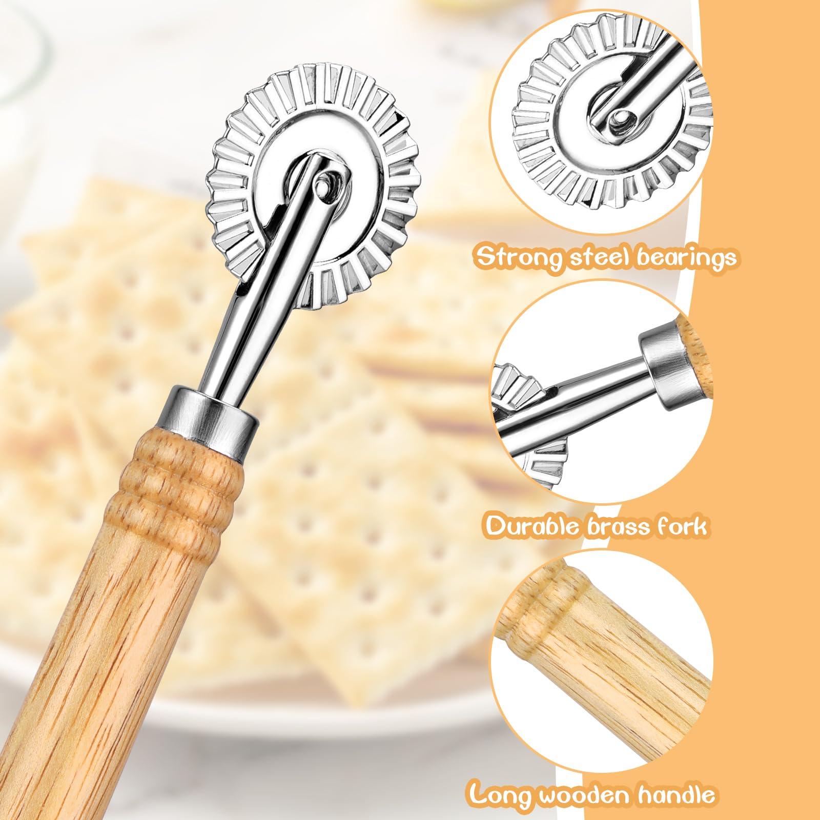 Bewudy Pastry Cutter Wheel, Professional Pasta Maker Cutter Wheel with Roller, Zinc Alloy Dumpling Lace Dough Noodle Ravioli Pizza Making Cutter for Kitchen - CookCave