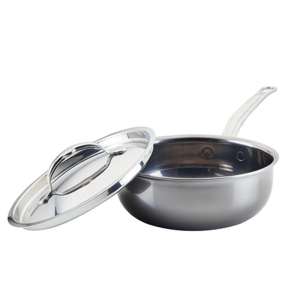 Hestan - NanoBond Collection - Titanium Stainless Steel 2-Quart Saucier Pan with Lid - Toxin, PFAS, & Chemical Free Clean Cookware, Induction Cooktop Compatible - CookCave