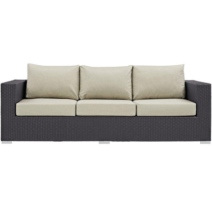 Modway Convene Wicker Rattan Outdoor Patio Sofa in Espresso Beige - CookCave