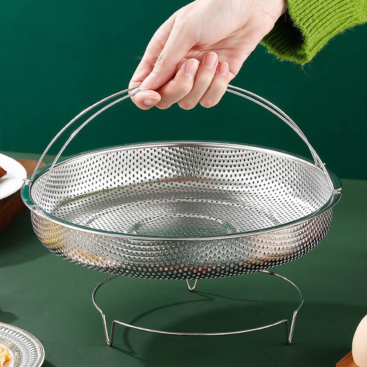 ZPUFAW Steamer Basket for Steaming Vegetable Dumplings, Multiple Use as Rice Pasta Fruit Washer, Stainless Steel Food Steamer Basket with Handle and Base Leg - CookCave