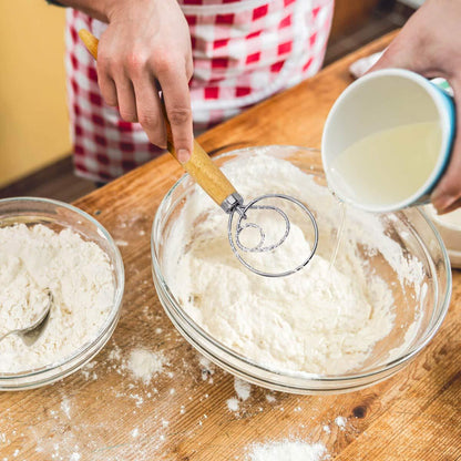 FUANRTK Danish Dough Whisk Bread Mixer，2 Pack Premium Stainless Steel Dutch Whisk With a Dough Scraper for Bread, Pastry or Pizza Dough - Perfect Baking - CookCave