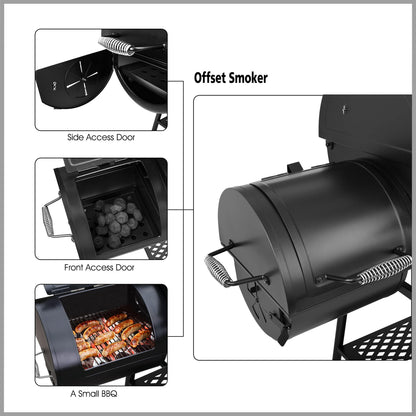 Royal Gourmet CC1830F Charcoal Grill with Offset Smoker, Black - CookCave