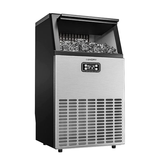 EUHOMY Commercial Ice Maker Machine, 100lbs/24H Stainless Steel Under Counter ice Machine with 33lbs Ice Storage Capacity, Freestanding Ice Maker. - CookCave