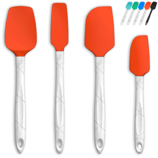 M KITCHEN Silicone Spatula Set - Heat Resistant & BPA Free - 4 Piece Nonstick Rubber Spatulas, Spoonula, Jar Scraper for Cooking, Baking, Mixing, Frosting - Dishwasher Safe Kitchen Utensils - CookCave