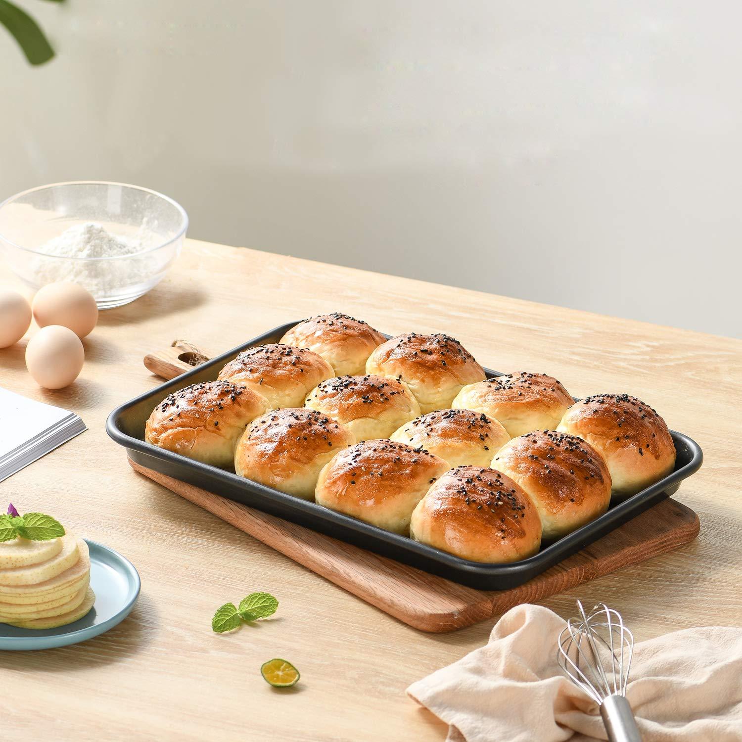 S·KITCHN Bakeware Set, Nonstick Baking Set, Including Loaf Pan, 2 Pieces Pie Pan, Roasting Pan Baking Sheet with Rack 12-Cup Muffin Pan and Brownie Pan - 8 Piece - CookCave