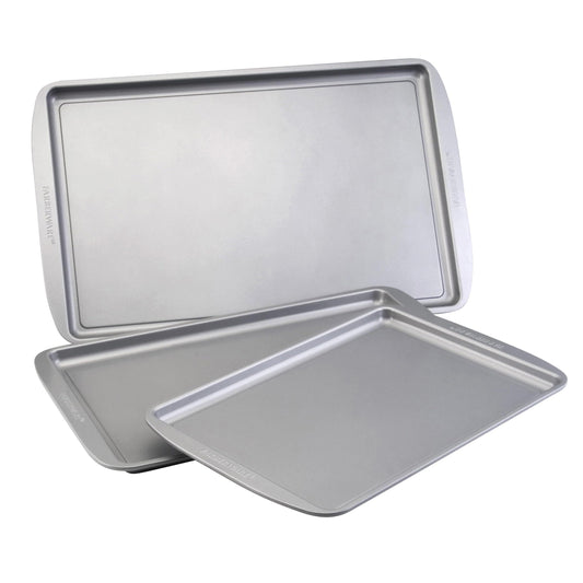 Farberware Bakeware Nonstick Cookie Baking Sheets, 3-Piece Set, Gray - CookCave