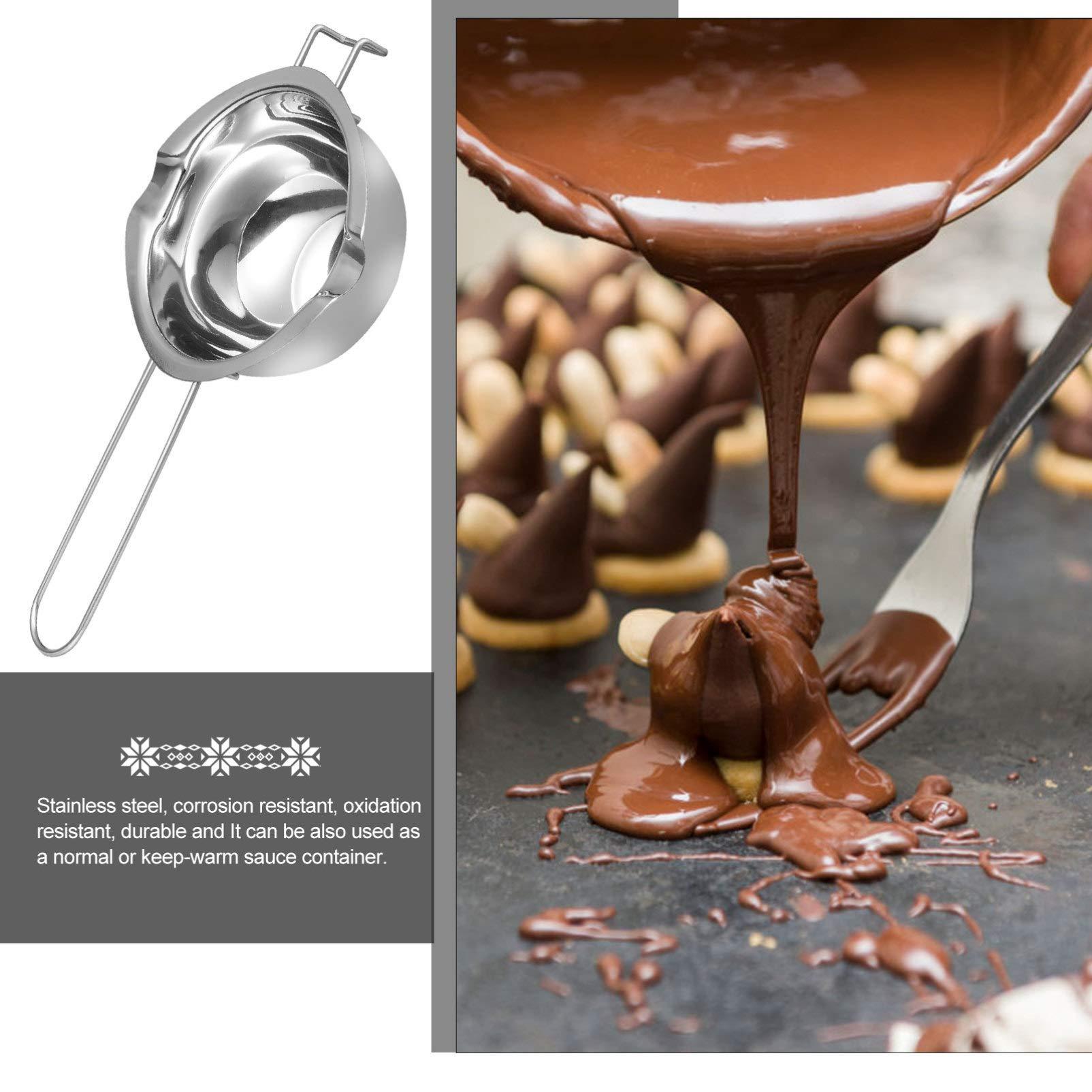 Healifty Creamcheese Stainless Steel Melting Pot with Handle Stainless Steel Double Boiler Pot with Stirring Spoon for Melting Chocolate Candy and Candle Making 400ml Caramel Chocolate - CookCave