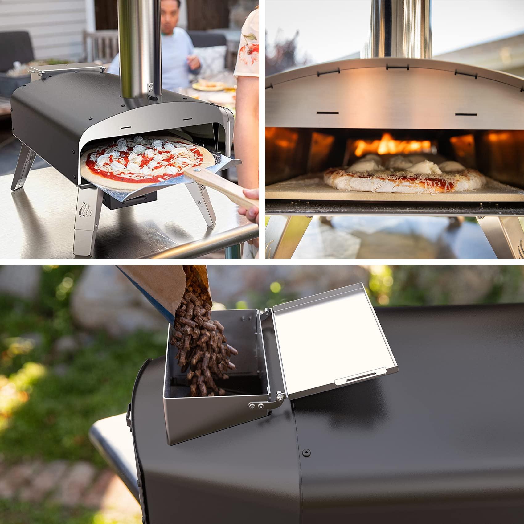 Mimiuo Outdoor Pizza Oven Wood Pellet Fired Pizza Stove with Automatic Rotating System, Pizza Stone, Pizza Peel and Carry Bag (Tisserie W-Oven Series) - Global Patent - CookCave