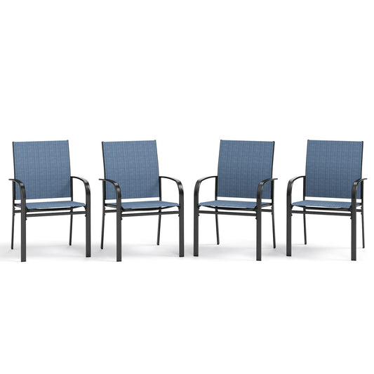 MIXPATIO Patio Dining Chairs Set of 4, Outdoor Textilene Dining Chairs, Patio Furniture Chairs with Armrest, Blue - CookCave