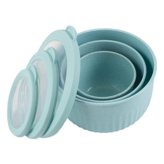 Classic Cuisine Set of 3 Bowls with Lids - Microwave, Freezer, and Fridge Safe Nesting Mixing Bowls - Eco-Conscious Kitchen Essentials (Teal), S, M, L - CookCave