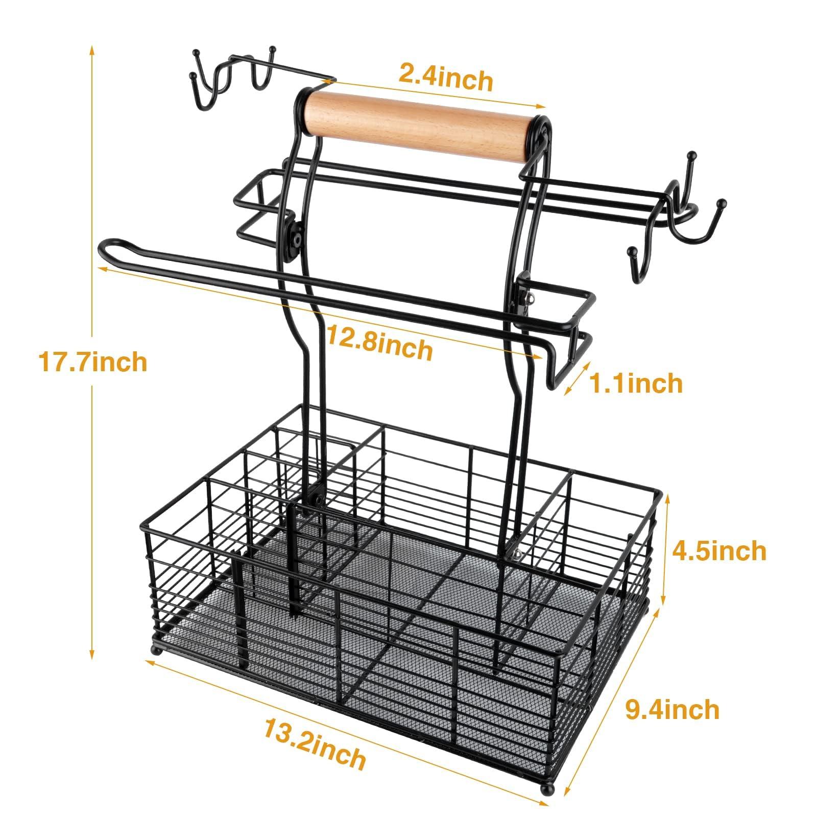 Concons Grill Caddy, BBQ Caddy for Outdoor Grill, Camping Essentials, Camping Accessories, Outdoor Kitchen BBQ Grill Accessories for Camper, Picnic Utensil Condiment Caddy, Tailgate Essentials - CookCave