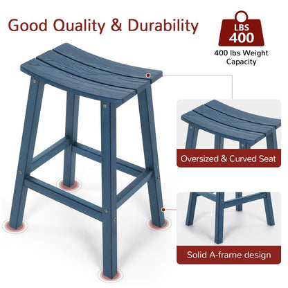 Stoog All-Weather Bar Stools Set of 2, 28" Height Outdoor Bar Stools with 400 lbs Weight Capacity, Low Maintenance, for Patio, Deck, Kitchen Counter, and Garden, Blue - CookCave