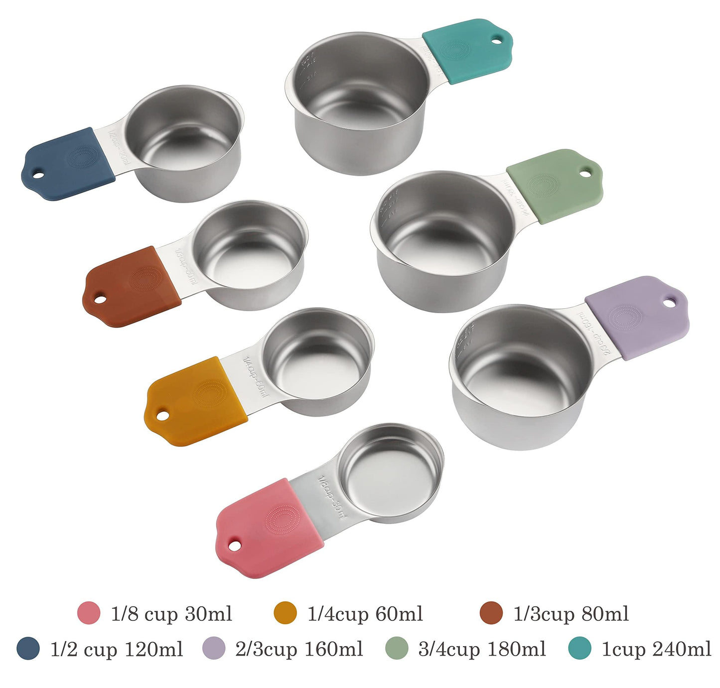 Magnetic Measuring Cups Set of 7 Stainless Steel Heavy Duty Measuring Cups for Dry & Liquid Ingredients (color) - CookCave