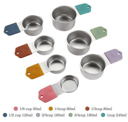 Magnetic Measuring Cups Set of 7 Stainless Steel Heavy Duty Measuring Cups for Dry & Liquid Ingredients (color) - CookCave