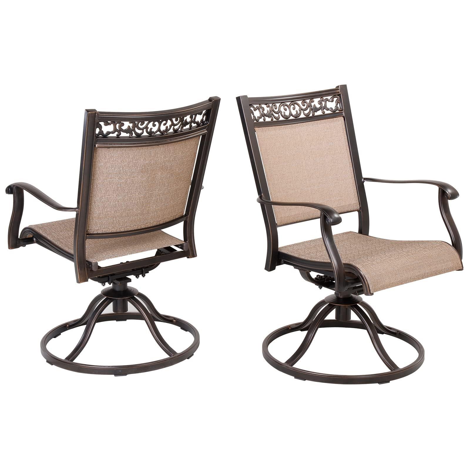 Casual World Patio Sling Dining Chairs Set of 2, Outdoor Furniture Swivel Rocker Chairs with All-Weather Aluminum Frame for Bistro Garden Backyard Balcony - CookCave