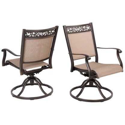 Casual World Patio Sling Dining Chairs Set of 2, Outdoor Furniture Swivel Rocker Chairs with All-Weather Aluminum Frame for Bistro Garden Backyard Balcony - CookCave