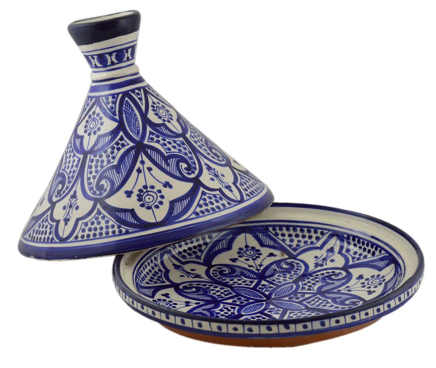 Serving Tagine Exquisite Ceramic With Vivid colors Traditional 12 inches Across XLarge - CookCave