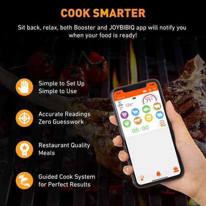 500FT Truly Wireless Smart Meat Thermometer, Bluetooth Meat Thermometer with APP、LCD, Digital Cooking Thermometer with Ultra-Thin Probe for BBQ Oven Smoker Rotisserie Sous Vide - CookCave