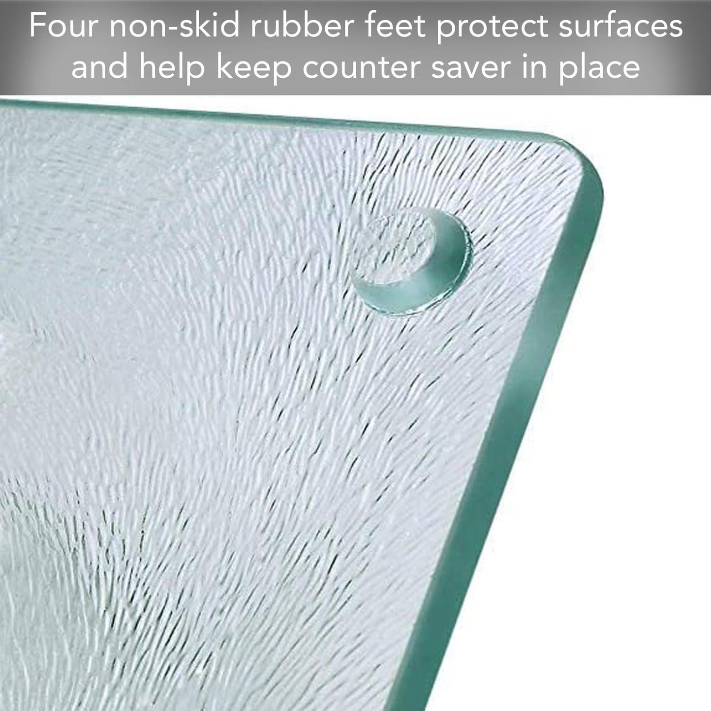 CounterArt Lightly Frosted Large 3mm Tempered Glass Cutting Board with Non Slip Feet 20" x 16" Great for Food Preparation and Serving - CookCave