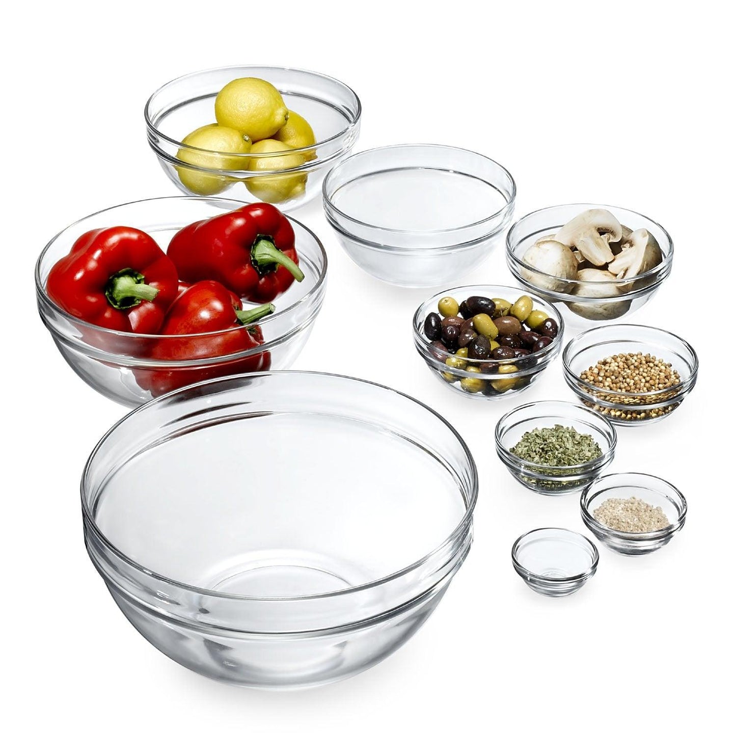 Luminarc Glass 10-Piece Set Stackable Bowl Set,Clear - CookCave