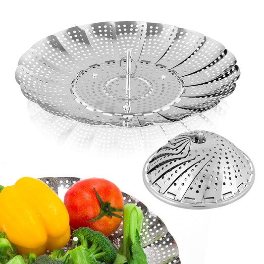Sayfine Vegetable Steamer Basket, Premium Stainless Steel Veggie Steamer Basket for cooking - Folding Expandable Steamers to Fits Various Size Pot (Large(6.1" to 10.5")) - CookCave