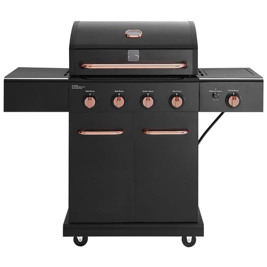 Kenmore PG-A40409S0LB-2 4 Burner Cabinet Style Propane Gas BBQ Grill with Searing Side Burner, 52000 Total BTU, Black and Copper - CookCave