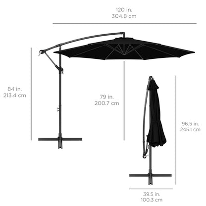 Best Choice Products 10ft Offset Hanging Market Patio Umbrella w/Easy Tilt Adjustment, Polyester Shade, 8 Ribs for Backyard, Poolside, Lawn and Garden - Black - CookCave