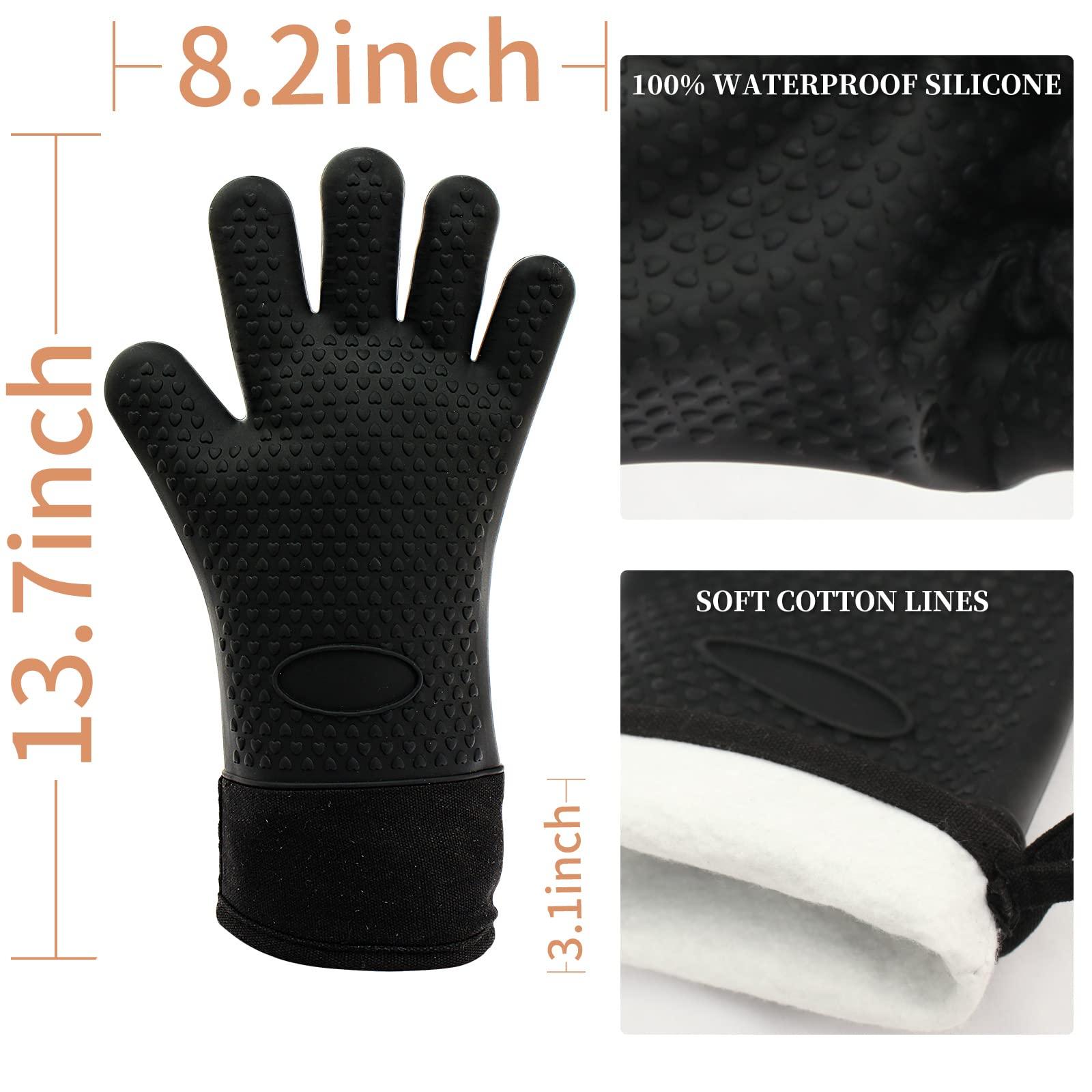 Waterproof BBQ Grill Oven Gloves Heat Resistant,Extra Long,Soft Quilted Lining, Silicone Gloves for Grilling Smoking Barbecue-Great for Handling Hot Food on Your Grill Fryer and Pit,Easy Clean,1 Pair - CookCave