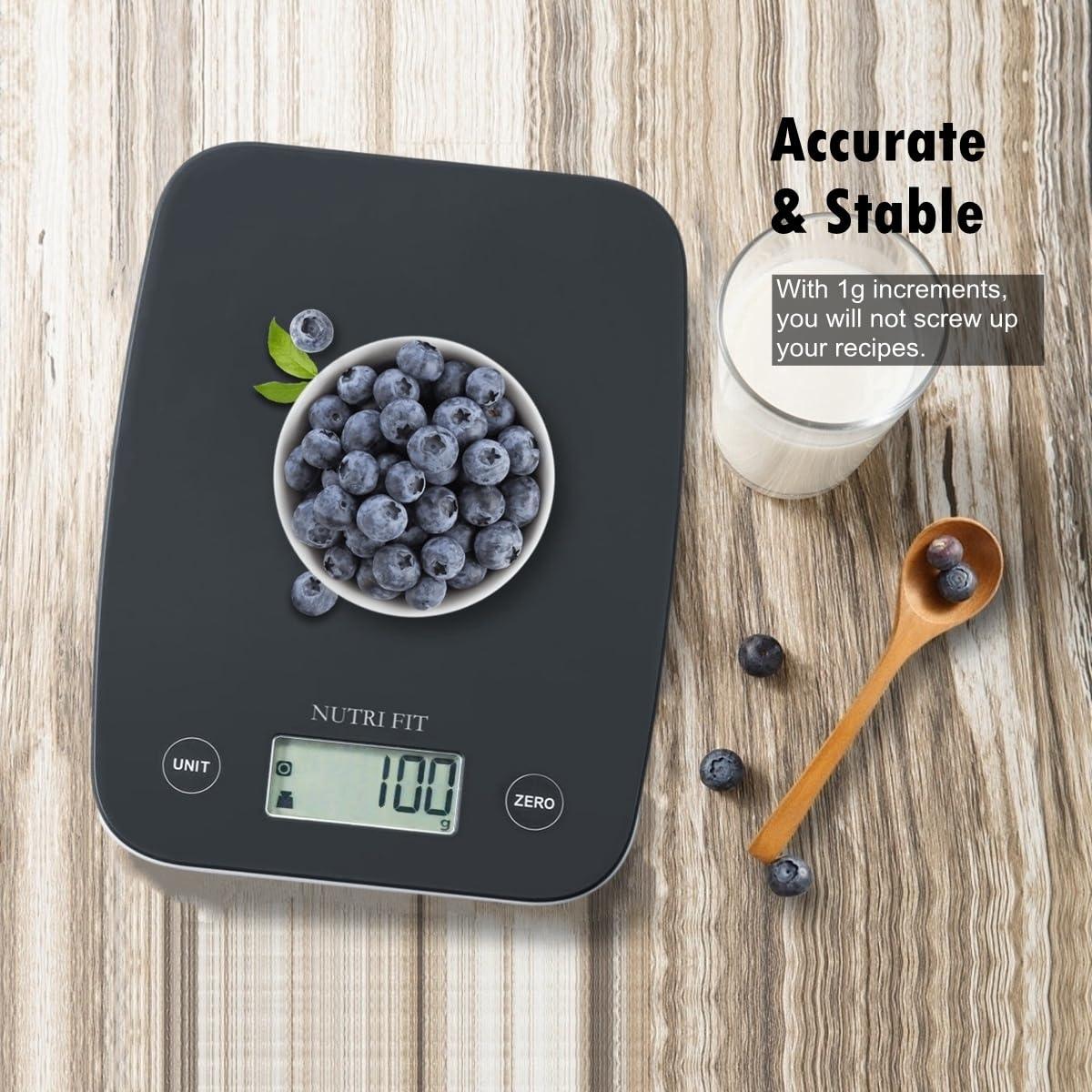 NUTRI FIT Digital Food Scale, 11lb Kitchen Scale Digital Weight, Cooking Scale for Food Ounces and Grams, 4 Units with 0.1oz/1g Precision, LCD Display with Tare Function - CookCave