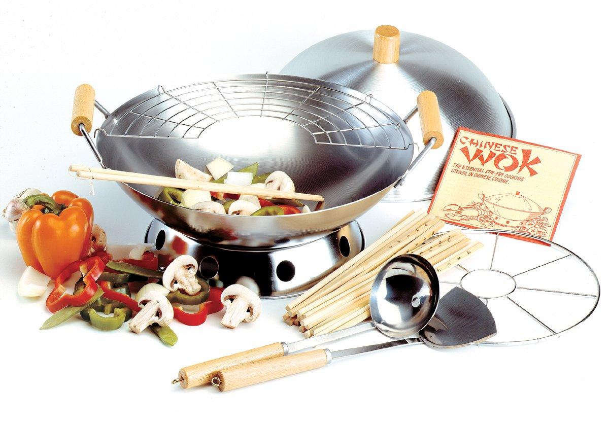 Norpro 10-Piece Wok Set, Silver, 14 inch - CookCave