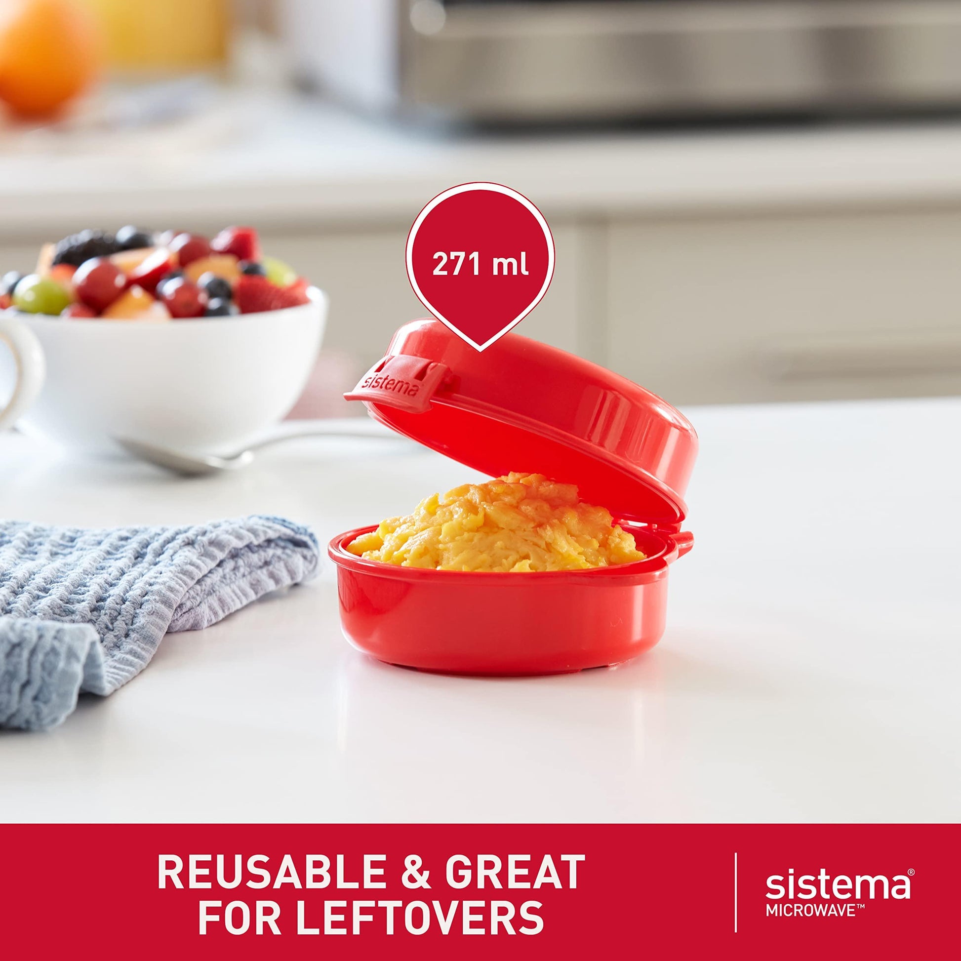 Sistema Microwave Egg Cooker and Poacher with Steam Release Vent, Dishwasher Safe, 9.16-Ounce, Red - CookCave